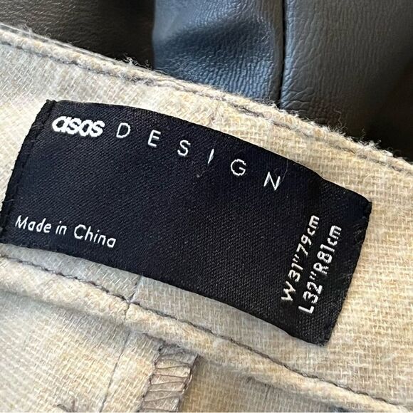 ASOS Faux Leather Pants Size 32 Grey Straight Leg Vegan Pants - Picture 5 of 6